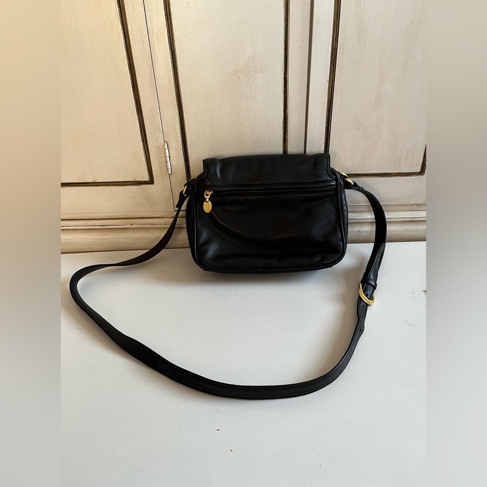 Vintage Stone Mountain Black Soft Leather Crossbody Purse Shoulder Bag USA made - Picture 2 of 16